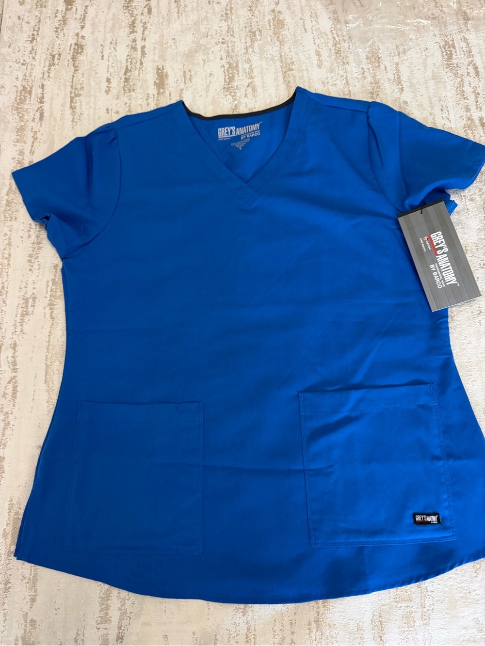 Barco Uniforms Grey's Anatomy Royal Blue V-Neck Scrub Top with Black Trim